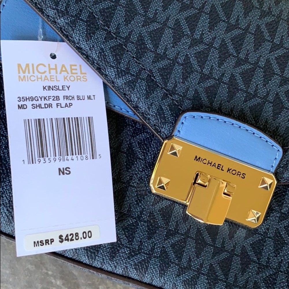 MICHAEL KORS KINSLEY MD SHLDR FLAP FRCH BLU MLT - Picture 10 of 16